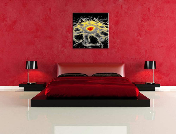 Pixxprint leuchtendes Lava Muster als Leinwandbild/Grösse: 70x70 cm/Wandbild/Kunstdruck/fertig bespa