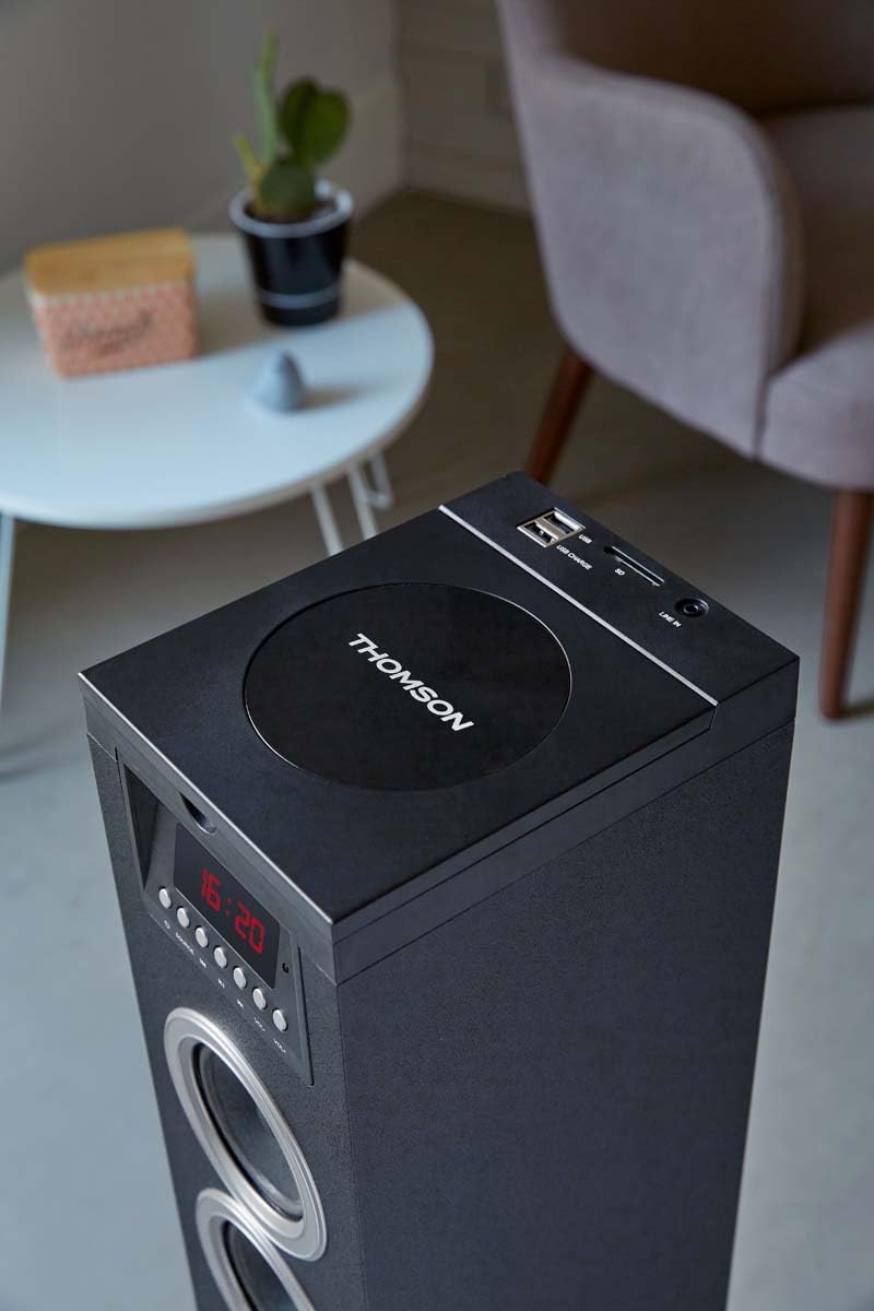 Thomson, Multimedia Tower with CD Player - Zwart Schwarz, Schwarz