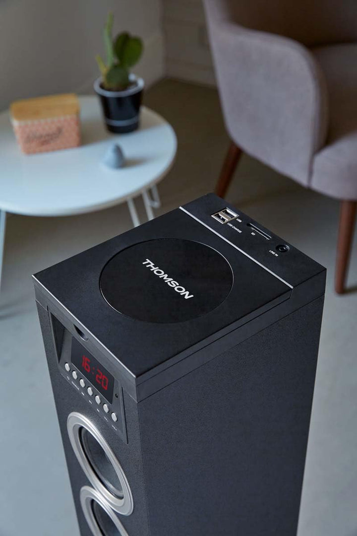 Thomson, Multimedia Tower with CD Player - Zwart Schwarz, Schwarz