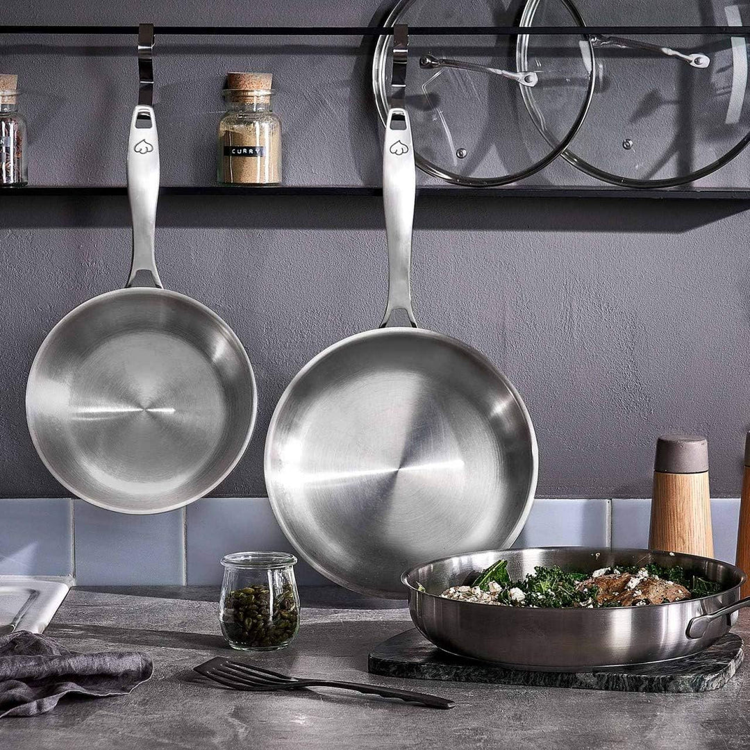 Springlane Edelstahl Bratpfanne Ø 24cm mit Glasdeckel – Induktion, Ofenfest bis 250°C, Unbeschichtet