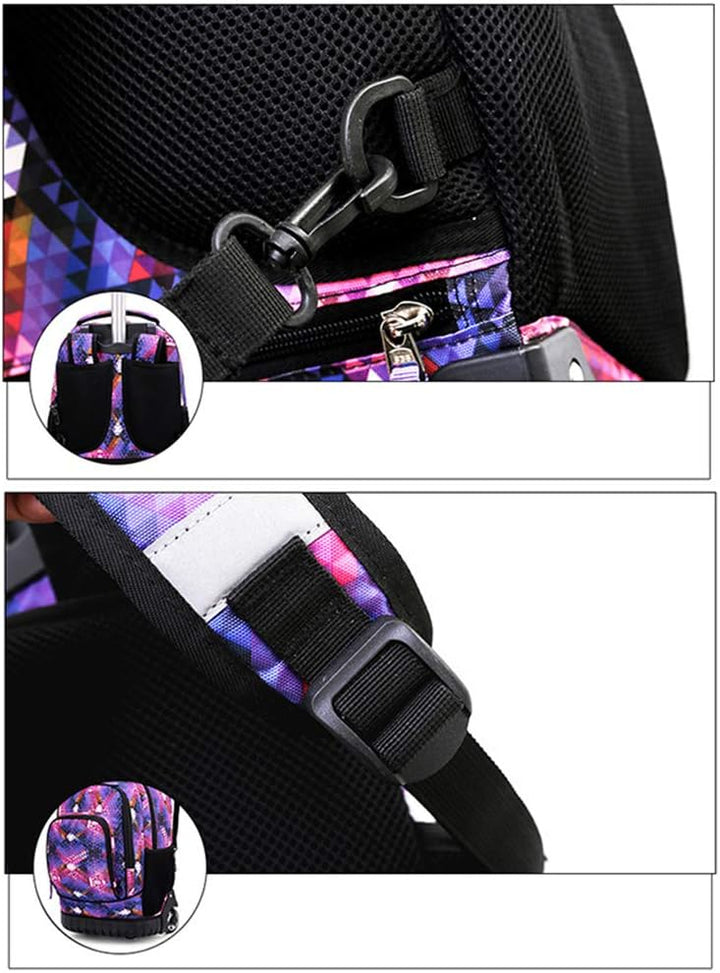 FGASAD Trolley Wheel Pack Back, Roller Backpack Children's School Bag Luggage Wheels Laptop Backpack