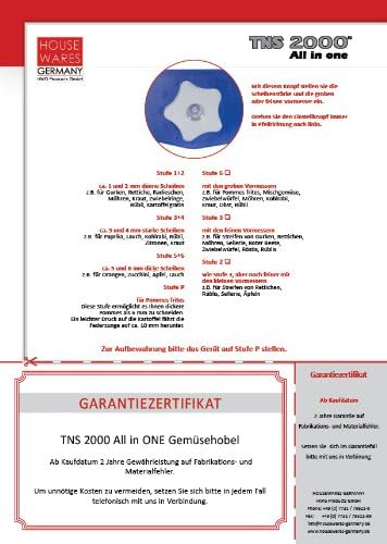 ORIGINAL TNS 2000 GEMÜSEHOBEL ALL IN ONE MADE IN GERMANY FARBE GRAU Grau-blau, Grau-blau