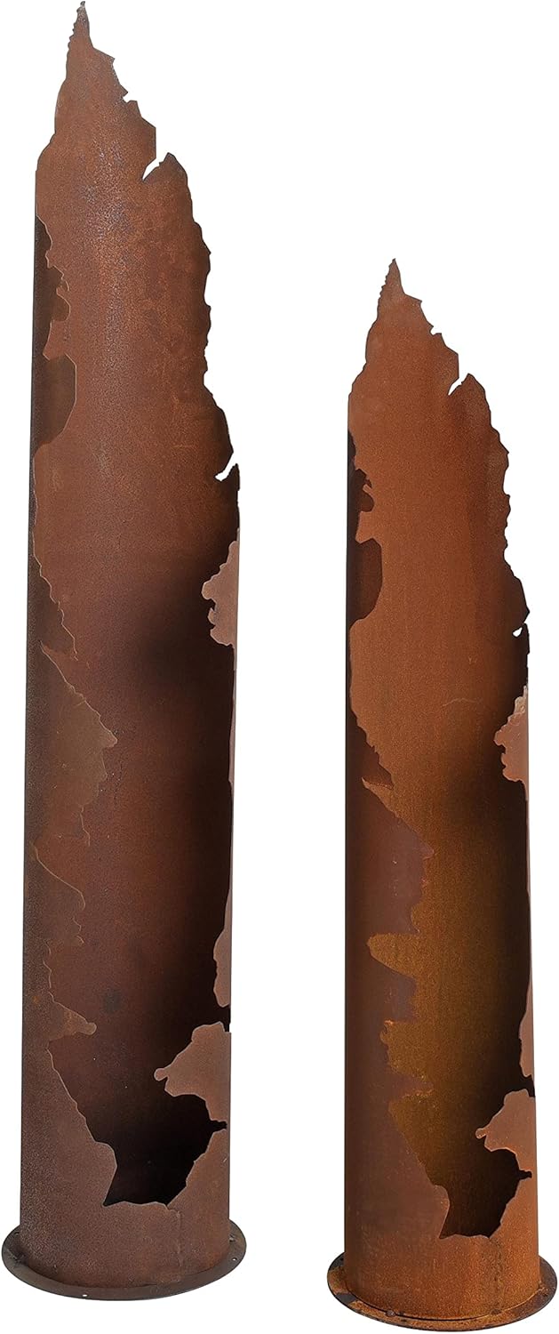 ESTEXO Dekosäule Rostsäule Gartendeko 120 + 150 cm Set Edelrost Säule Pflanzsäule Rost Garten Blumen