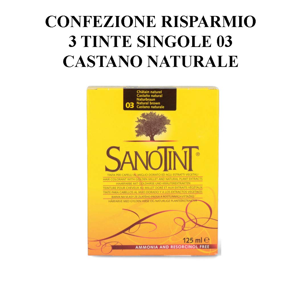 SANOTINT TINTA SENSITIVE FARBE 03 NATURBRAUN - 3 Packungen - 3 x 125 ml