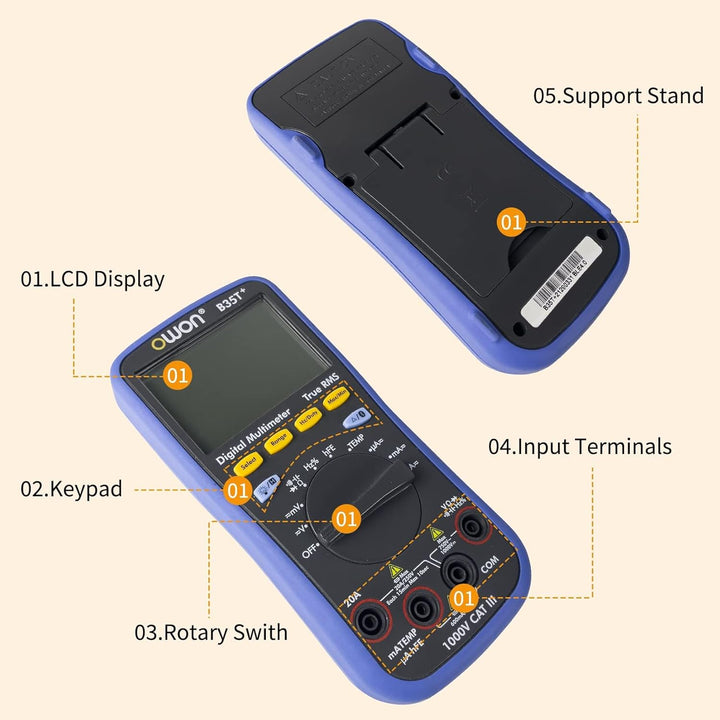 OWON B35T+ Digital Multimeter 6000 Count Auto Ranging Digital True RMS Smart Multimeter mit Bluetoot