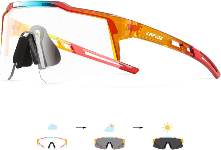KAPVOE Photochromatische Selbsttönend Fahrradbrille TR90 Rahmen für Herren Damen Jungen Mädchen Klar