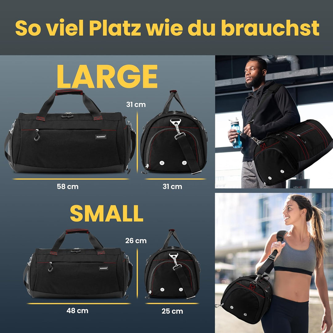 Heldenwerk® Sporttasche & Reisetasche für Damen und Herren gross I Trainingstasche mit Schuhfach und
