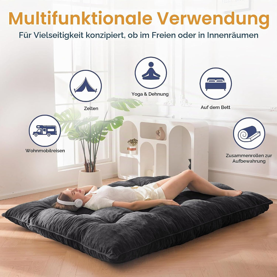 MAXYOYO Futon Matratze, Chenille-Stoff, 15cm Dick Bodenmatratze Verwendbar als Schlafsofa, Geknöpft
