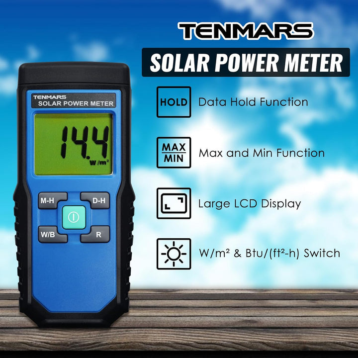 Handheld Digital Solar Leistung Meter (Pyranometer) 2000 W/m2, 634BTU / (ft2xh) Messung Solarstrahlu