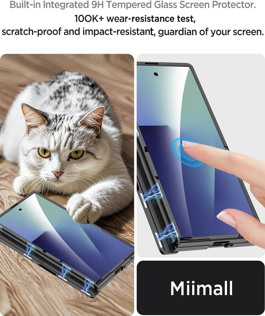 Miimall Lederhülle Kompatibel mit Samsung Galaxy Z Fold 7 Hülle mit Displayschutz+Scharnierschutz, S