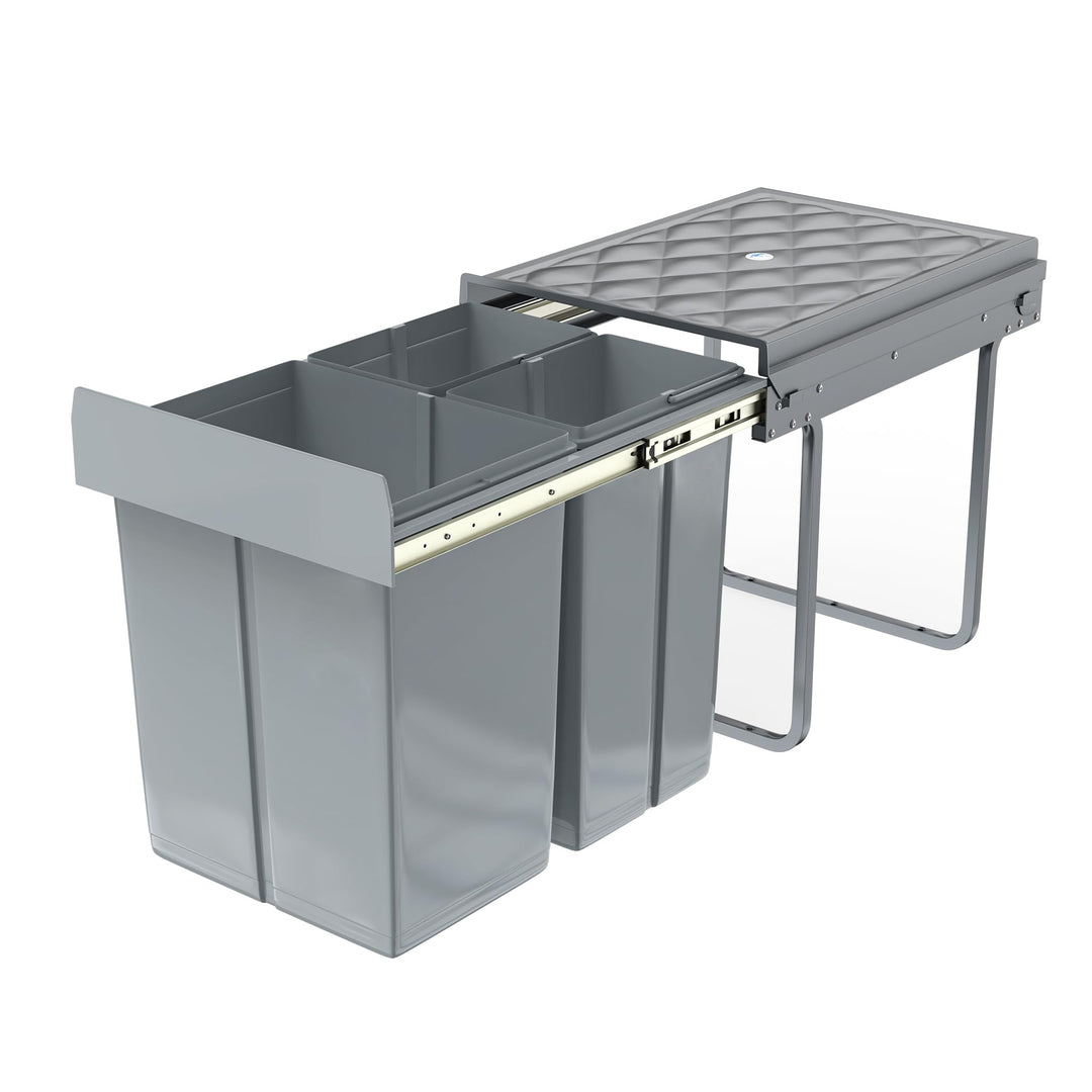 NAIZY Mülltrennsystem ausziehbar Mülleimer Küche 3-Fächer Abfalleimer einbau Unterschrank mit Telesk