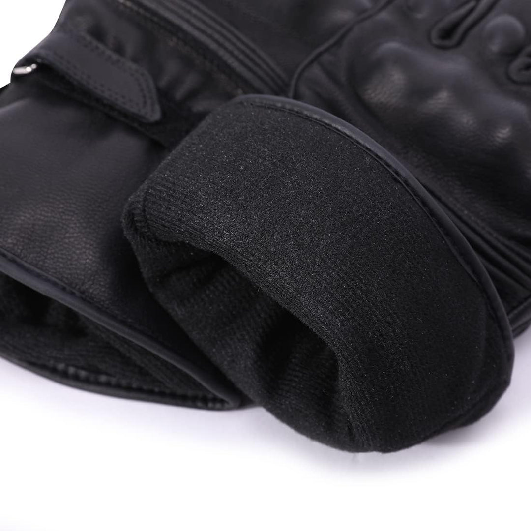 Harssidanzar Herren Winter Motorradhandschuhe,echtes Leder Vollfinger Touchscreen Thermisch gefütter