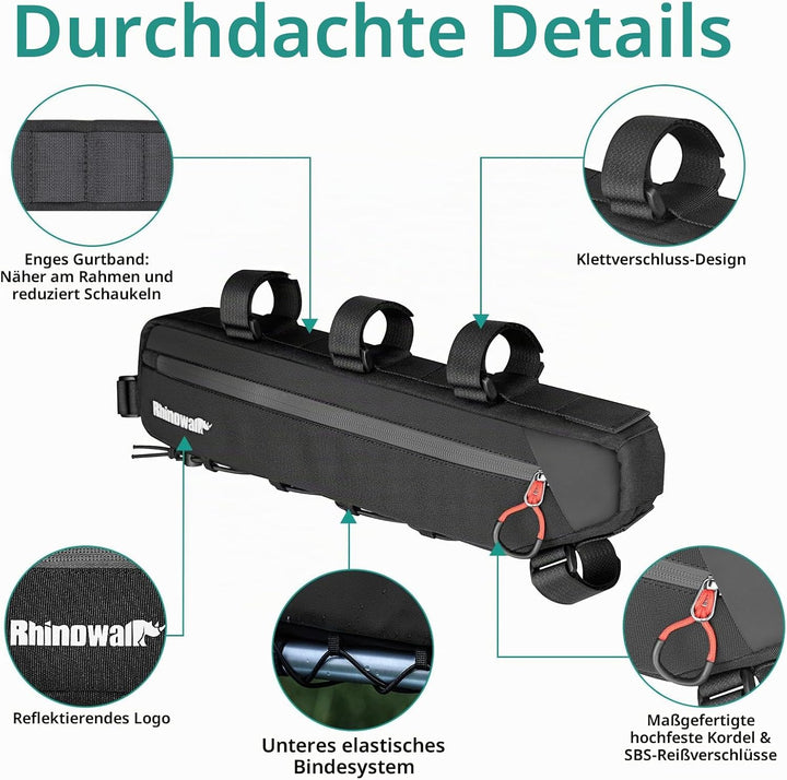 ENJOHOS Rahmentasche Fahrrad 2.1L Rohrtasche Triangeltasche Fahrradtasche Rahmen Unterrohrtasche Dre