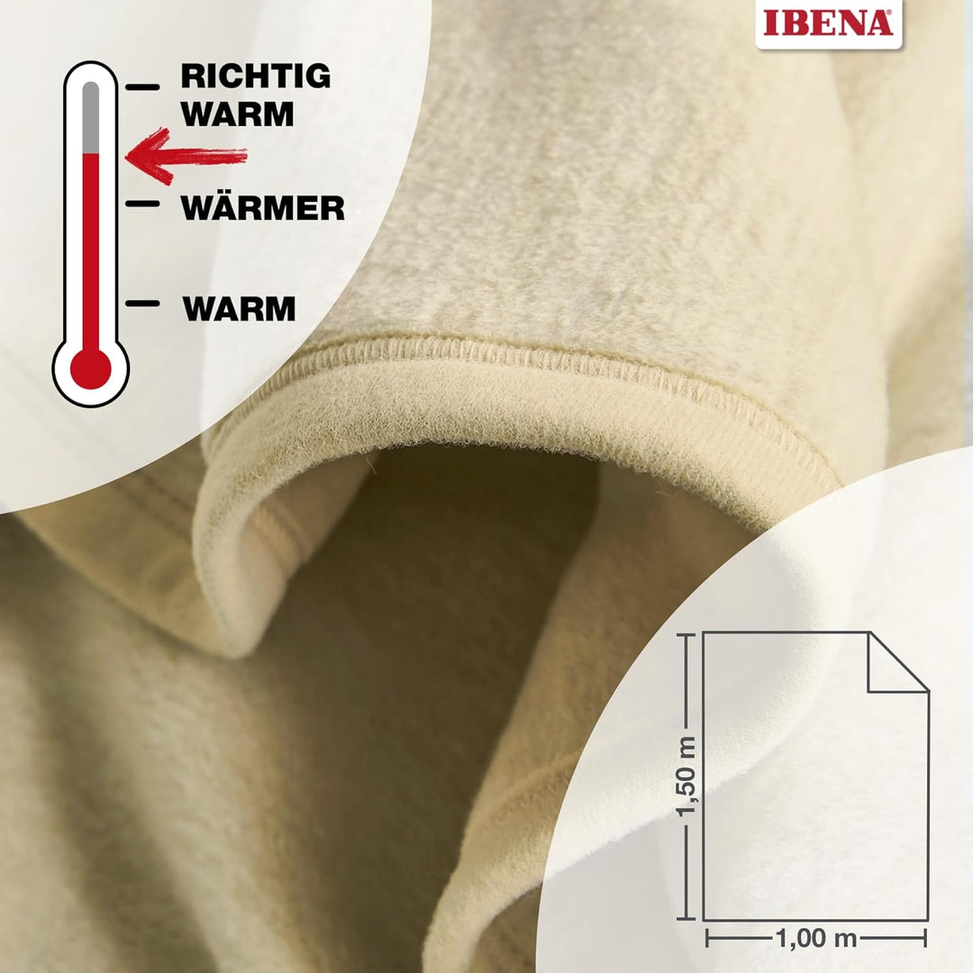Ibena Fano Kuscheldecke 100x150 cm – Kniedecke Creme wollweiss, tolle Wendedecke aus hochwertiger Ba