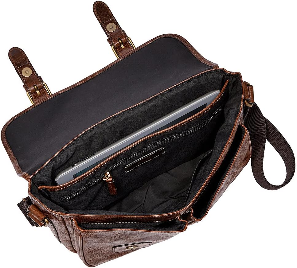 Fossil Herren Greenville Leder Messenger Bag, MBG9560222 40,7 cm L x 7,0 cm B x 29,3 cm H Hell Braun