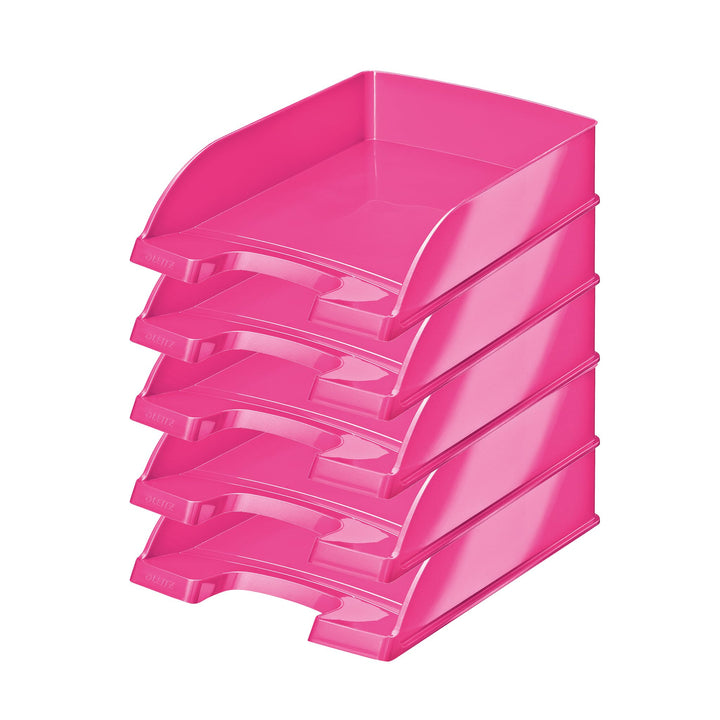 Leitz Briefkorb, A4, 5er Pack, Pink, WOW-Serie, 52263023 Pink 5 Stück, Pink 5 Stück
