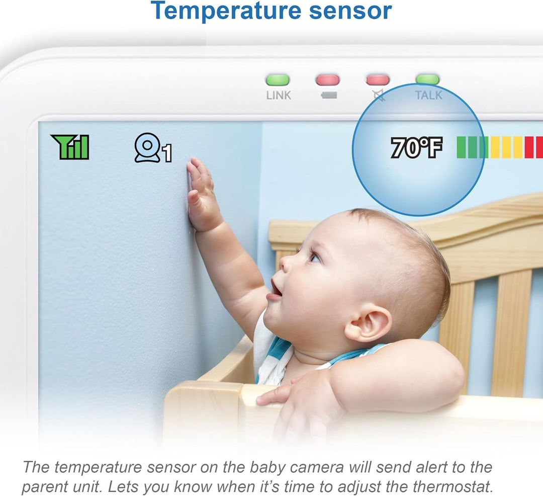 VTech VM5254 Babyphone mit Kamera 5 Zoll Video Baby Monitor, LCD-Farbbildschirm und Nachtsichtfunkti