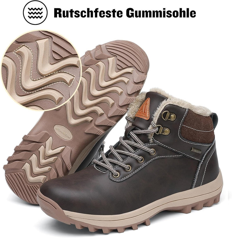 Mishansha Damen Herren Winterschuhe Warm Gefüttert Winterstiefel Wasserdicht Trekking Wanderschuhe G