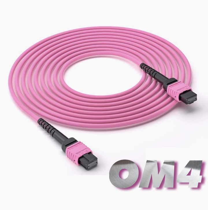Elfcam® - 10m MPO-OM4 12-Faser Multimode-LWL-Kabel, B-Typ, Lila, MPO Female to MPO Female, Optimiert
