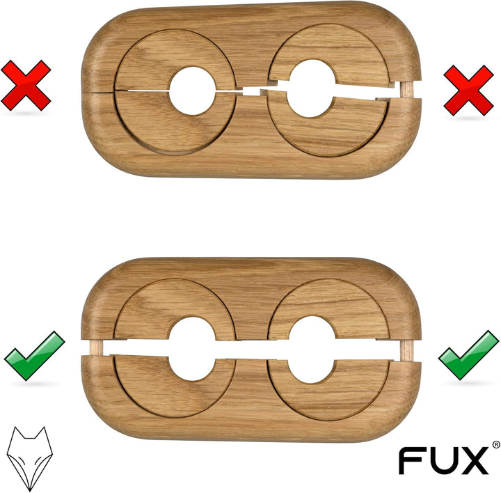 5 Stück Doppel Heizungsrohr Rosette, Rohrabstand variabel, verschiedene Echthölzer und Grössen, Rohr