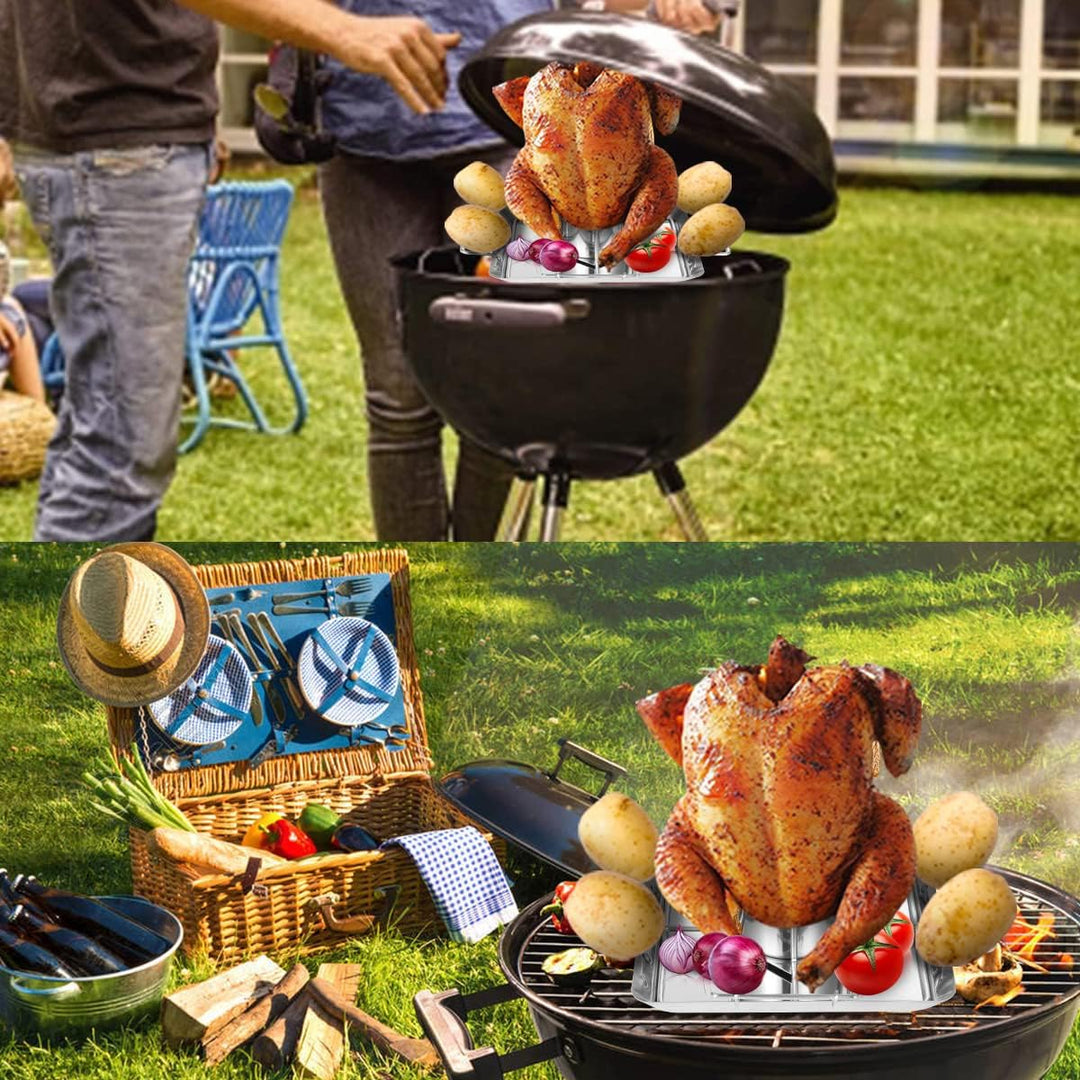 AMOZO Hähnchenbräter - Edelstahl Hähnchenhalter - Bierdose für Hähnchengrill - Grillzubehör für Barb