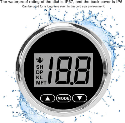 Digitaler Tiefenmesser, Tiefenmesser 100M/110Yd Max. Tiefe mit weisser Hintergrundbeleuchtung für kl
