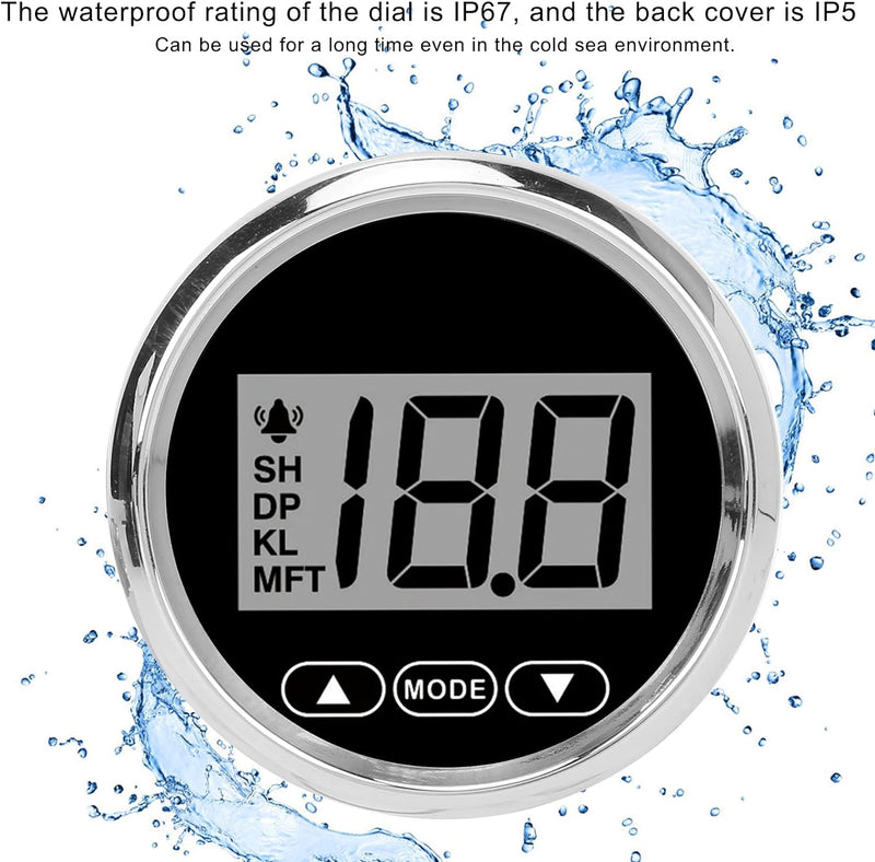 Digitaler Tiefenmesser, Tiefenmesser 100M/110Yd Max. Tiefe mit weisser Hintergrundbeleuchtung für kl