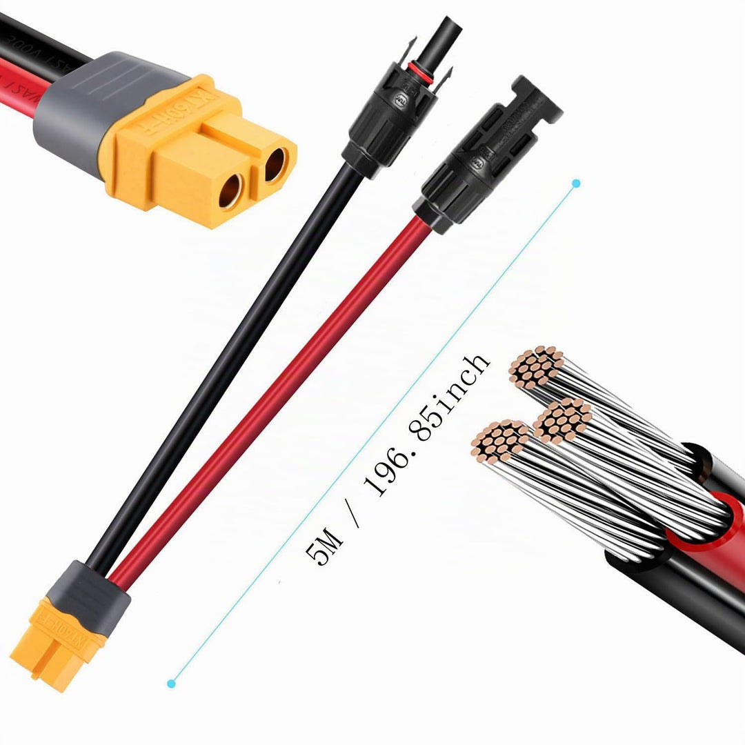 ZkeeShop Solarkabel 10AWG Kabel Solarstecker auf XT60 Adapter 6mm2 Kabel Solar Solarpanel Kompatibel