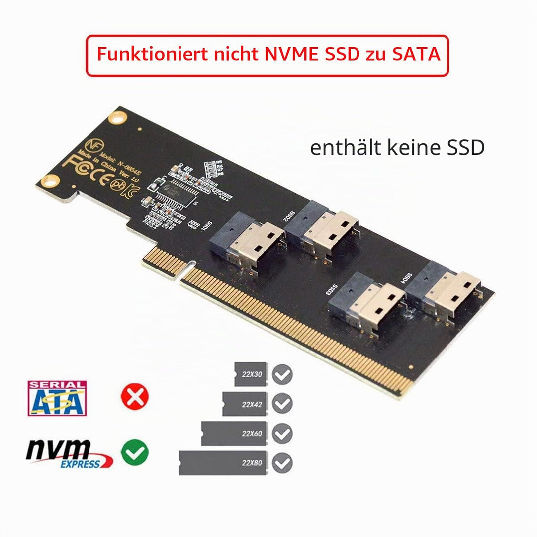 Cablecc Slimline Four SFF-8654 4X 4 NVME auf PCIE Express 3.0 4.0 Raid Card VROC Raid0 Hyper Adapter