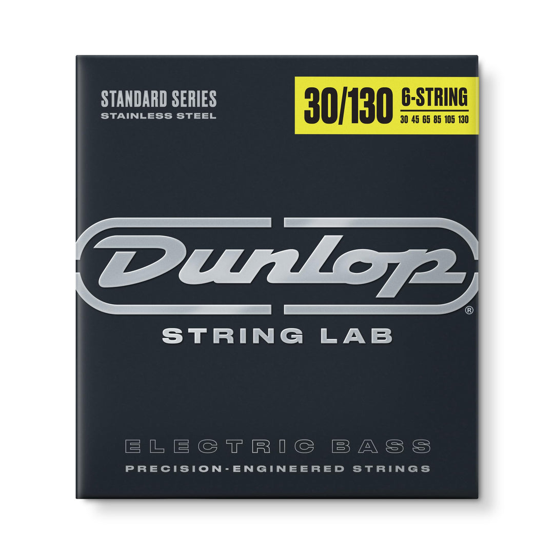 Dunlop DBS30130 Saiten für Bassgitarre, Medium, 6er Satz, 30-130, Edelstahl Medium 6 Saiten, Medium