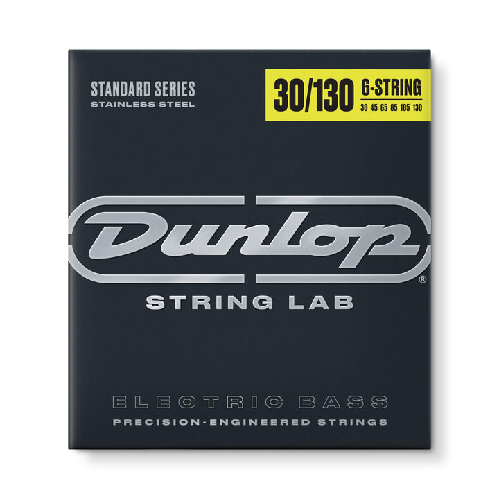 Dunlop DBS30130 Saiten für Bassgitarre, Medium, 6er Satz, 30-130, Edelstahl Medium 6 Saiten, Medium