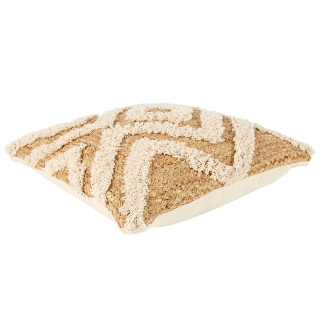 HOME DECO FACTORY. TX0052. Kissen aus Jute und Baumwolle Tufted 40x40 cm - Optimaler Komfort. Modern