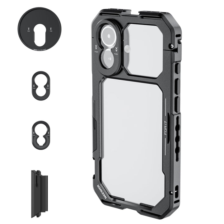 NEEWER Phone Käfig Cage Schnellwechsel Video Rig Handy Stabilisator kompatibel mit iPhone 17, mit 67