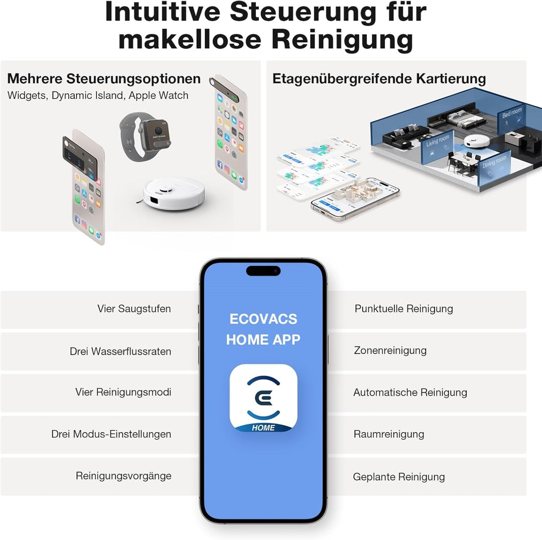 ECOVACS DEEBOT N30 PRO Omni Saugroboter mit Wischfunktion, 10.000 Pa Saugleistung, ZeroTangle 2.0-Te