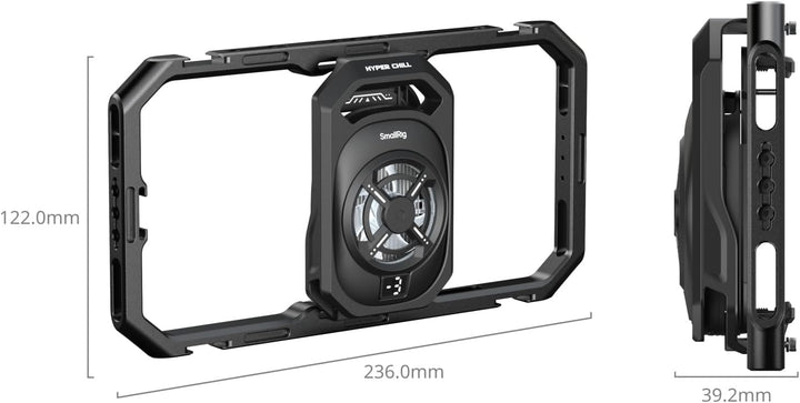 SMALLRIG All-in-One-Kühl-Handyhalterung mit Doppelgriff für iPhone/Android,15W-Aktivkühler, 4-in-1-U