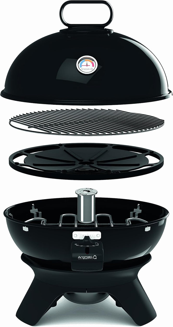Tefal BG9108 Aromati-Q 3in1, elektrischer Kugelgrill zum Grillen, Braten und Räuchern, Tischversion