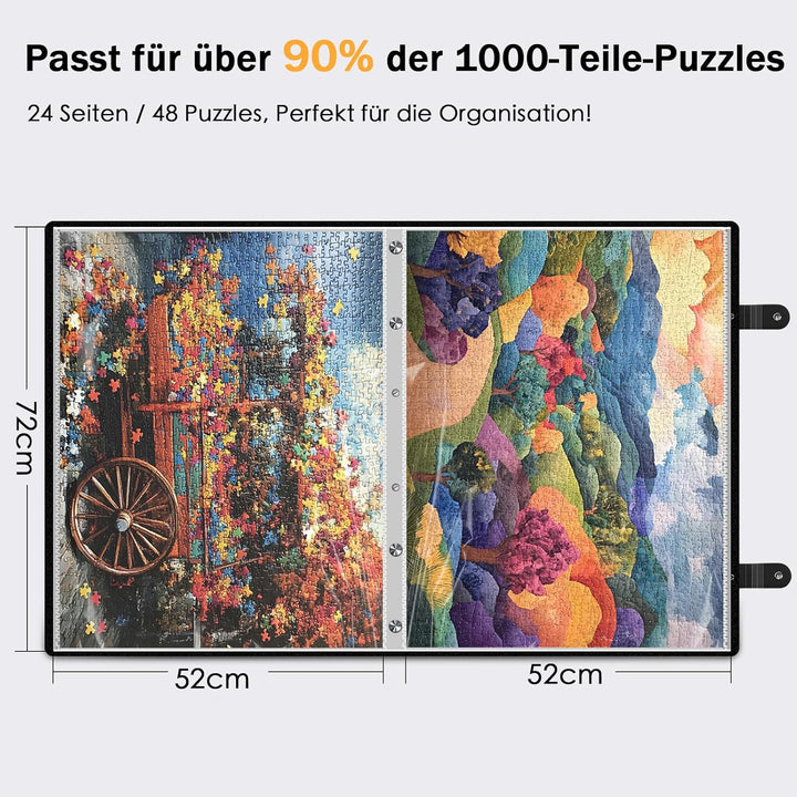 Nariolar Puzzle Aufbewahrungsordner für 1000 Teile – 24 HD-Taschen, Platz für 48 Puzzles, tragbar –