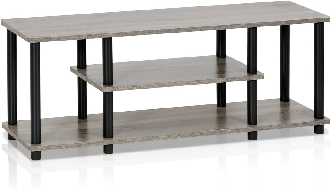 Furinno Entertainment/TV-Regal mit unterschiedlichen Ablageflächen, holz, Eiche Grau/Schwarz, 29.72