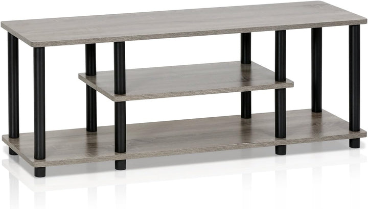 Furinno Entertainment/TV-Regal mit unterschiedlichen Ablageflächen, holz, Eiche Grau/Schwarz, 29.72