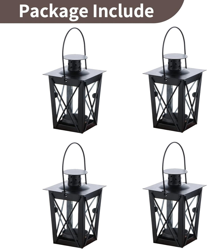 Nuptio 4 Stück Lanterne en Verre à Terre Suspendue, Lanterne en Verre Portable, Petite Lanterne Rétr