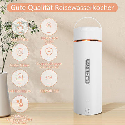 Reise Wasserkocher für Auto, Lottsall Reise Wasserkocher Klein 450ML/300W Schnellkoch-Teekanne-Heizb