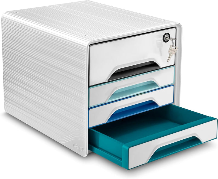 CEP Smoove Secure Schubladenbox Secure mit 4 Schubladen und Zylinderschloss Riviera 7-311S Ri Weiss