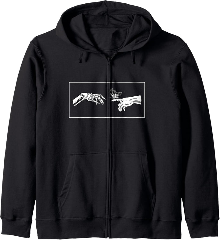 Michelangelo Erschaffung Adams Butterfly - Grunge Kapuzenjacke
