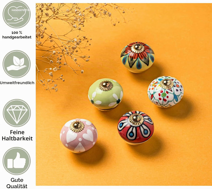 RAJRANG BRINGING RAJASTHAN TO YOU Multicolor Keramik-Schrankknöpfe Packung mit 20 Kommodenschubladen