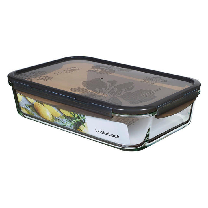 LocknLock OVEN GLASS Frischhaltedosen Glas mit Deckel | 3,6 L | 345 x 236 x 88 mm | Kühlschrank, Gef