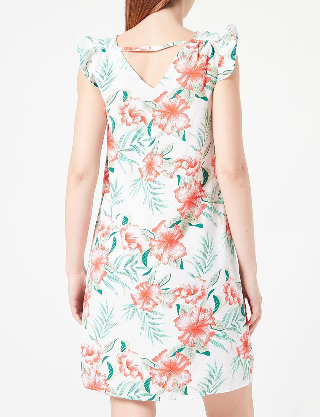 ONLY Damen Onlsylvie Fr Life S/S Frill Dress Ptm S Cloud Dancer/Aop:jungle, S Cloud Dancer/Aop:jungl
