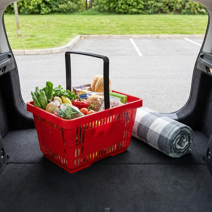 Einkaufskörbe 2 Stück Körbe rot mit einem Tragegriff aus Plastik 22 Liter Verkaufskörbe stapelbar Gr