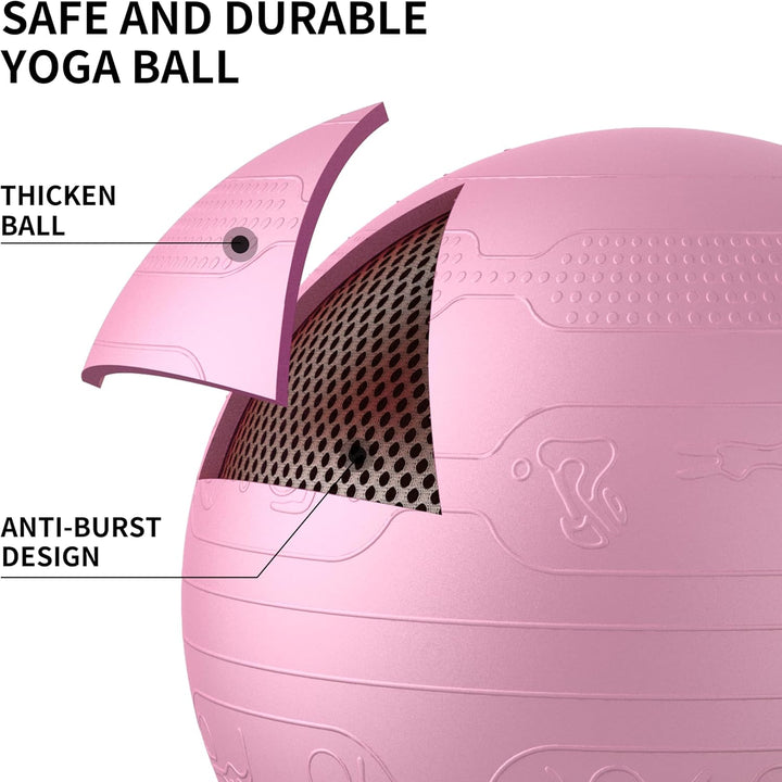 PROIRON Gymnastikball mit geprägtem Muster, Anti-Burst Sitzball 65cm, Pezziball mit Pumpe, Fitnessba
