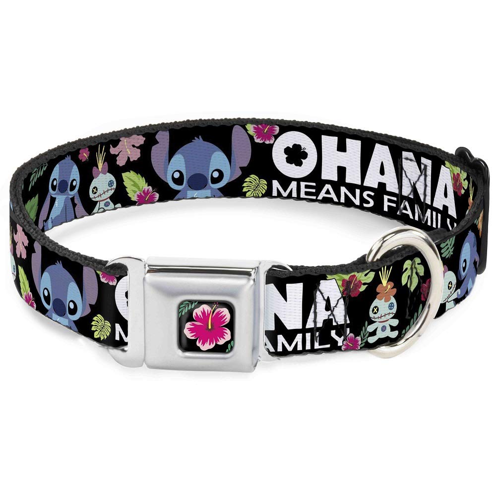 Buckle-Down dc-wdy339-l Dyer Lilo &amp; Stitch Hibiscus Flower Full Color Schwarz/Pink Hundehalsband, gr