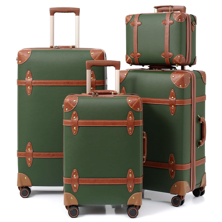 Urecity Vintage Reisekoffer Set 4 Teilig Leicht Retro Lederkoffer Hartschale Trolley Handgepäck Sets